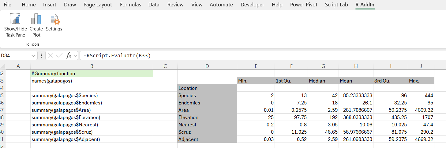 Summary Function