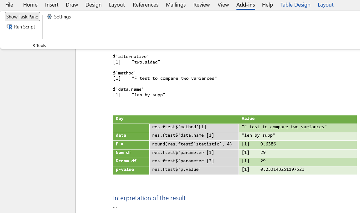 Formatted output